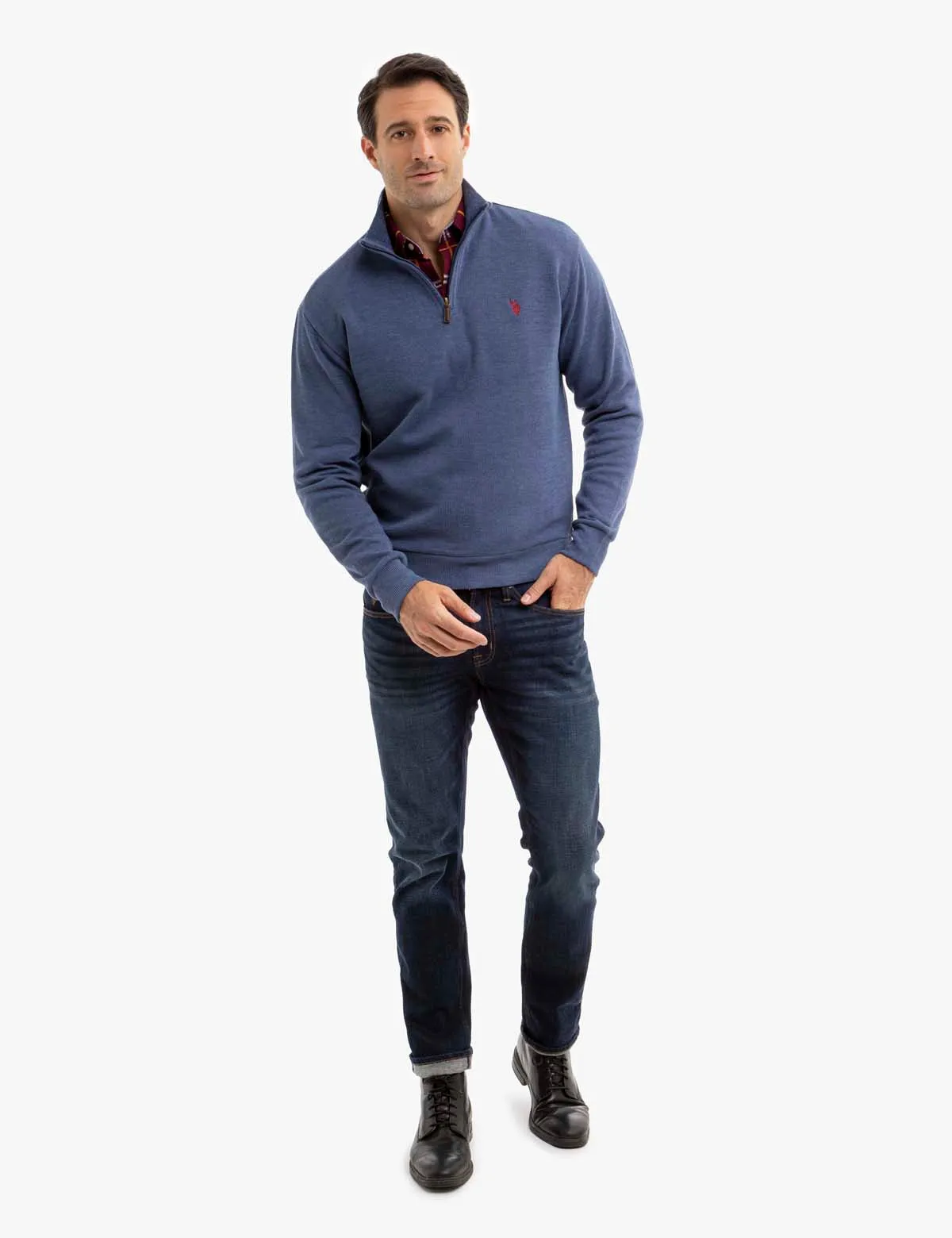 1/4 ZIP FLATBACK PULLOVER