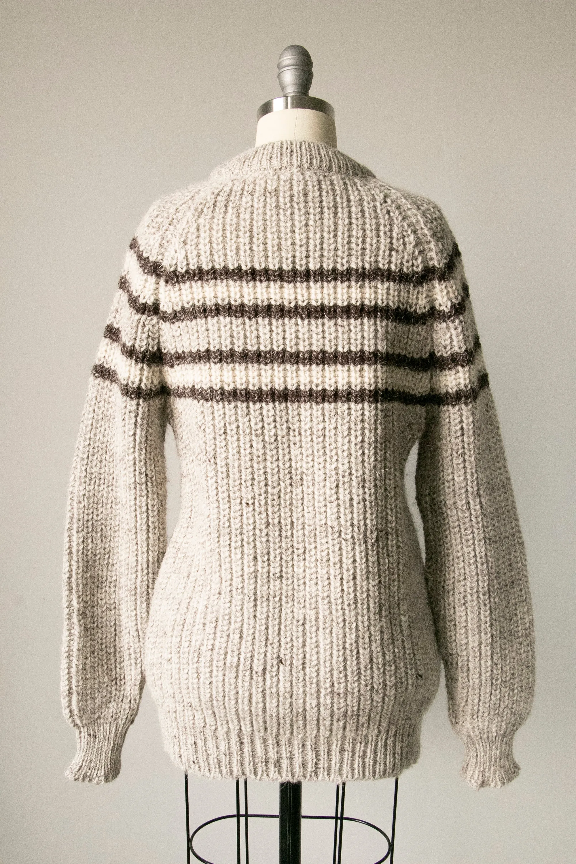 1970s Sweater Striped Wool Knit Pullover S