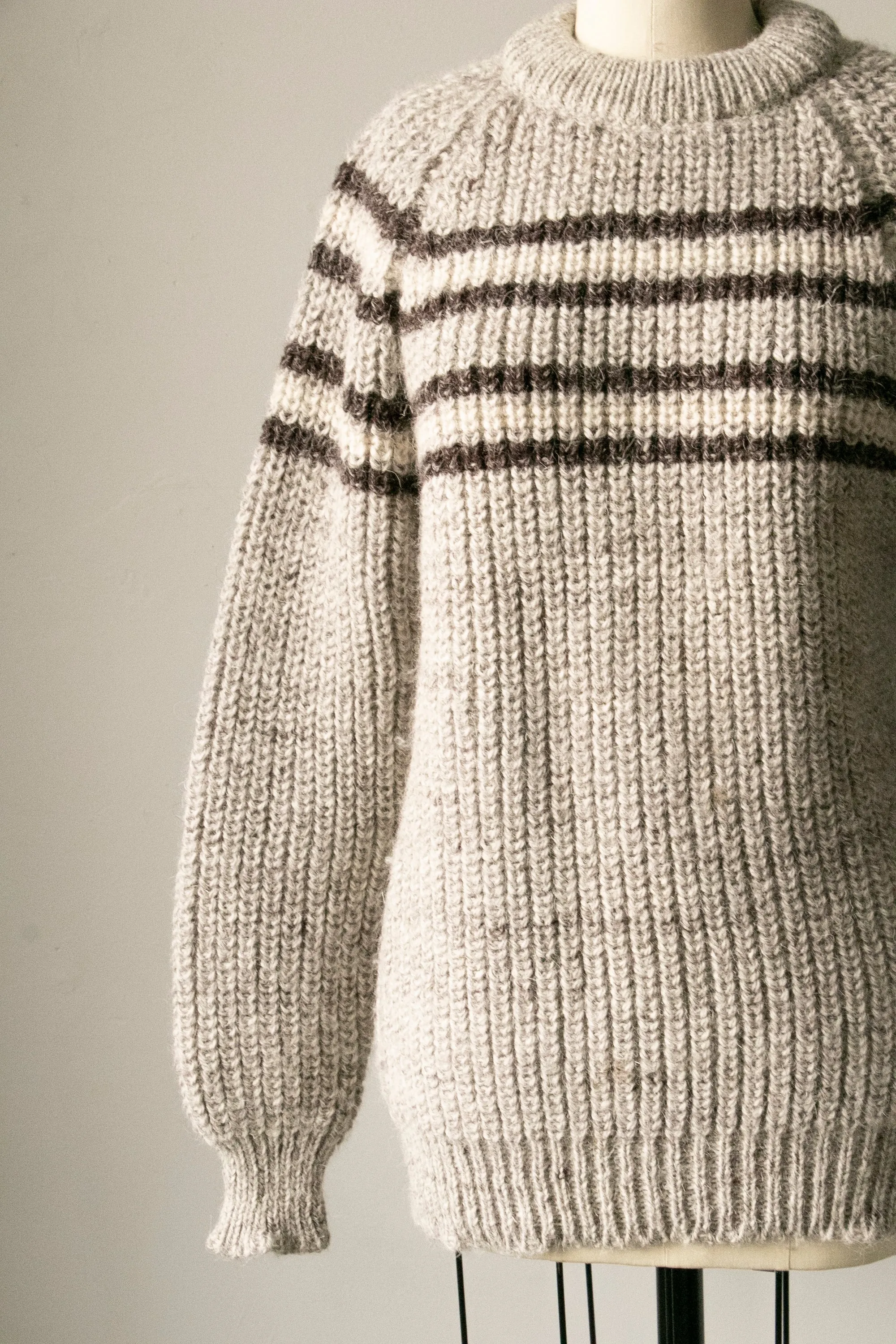 1970s Sweater Striped Wool Knit Pullover S