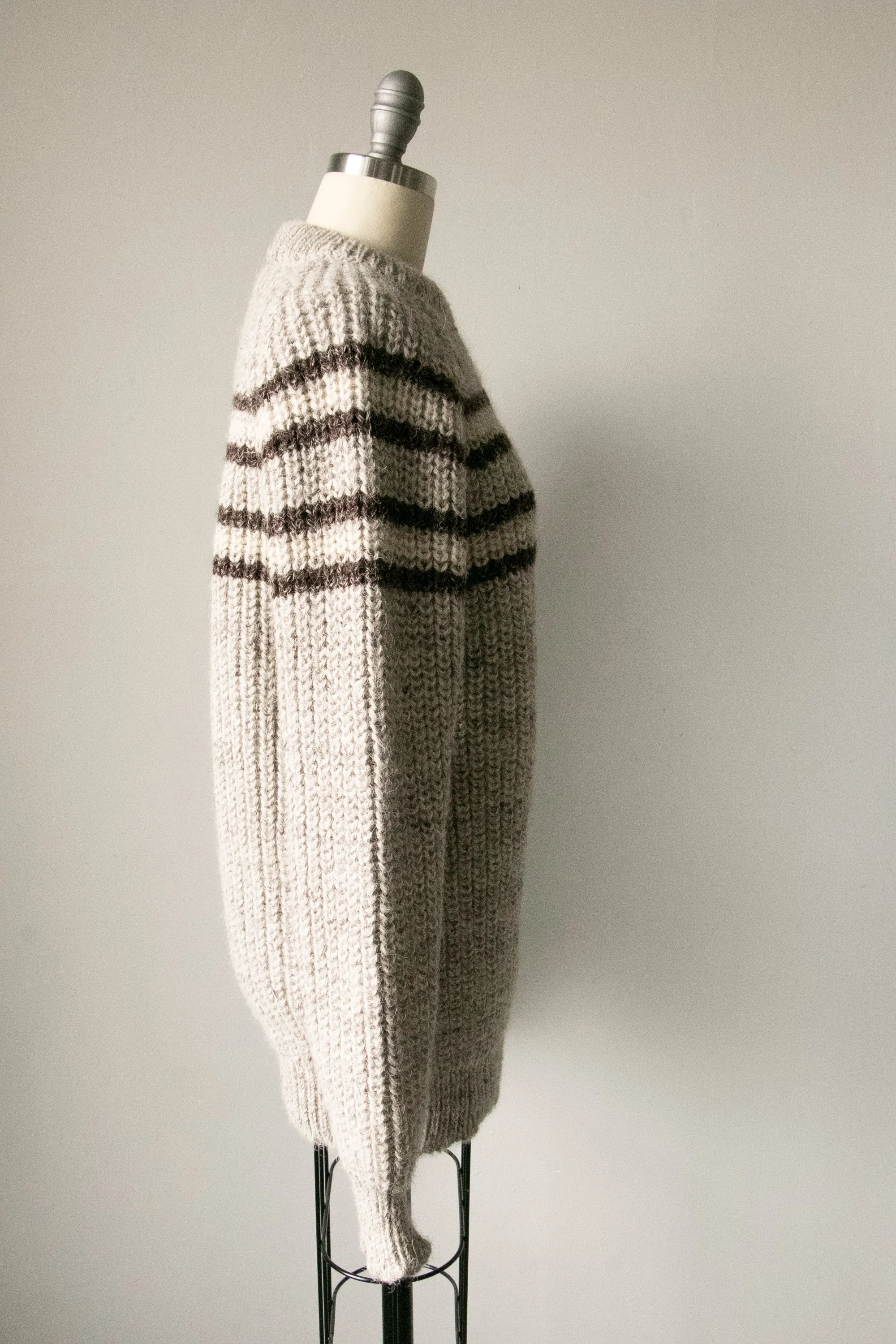 1970s Sweater Striped Wool Knit Pullover S