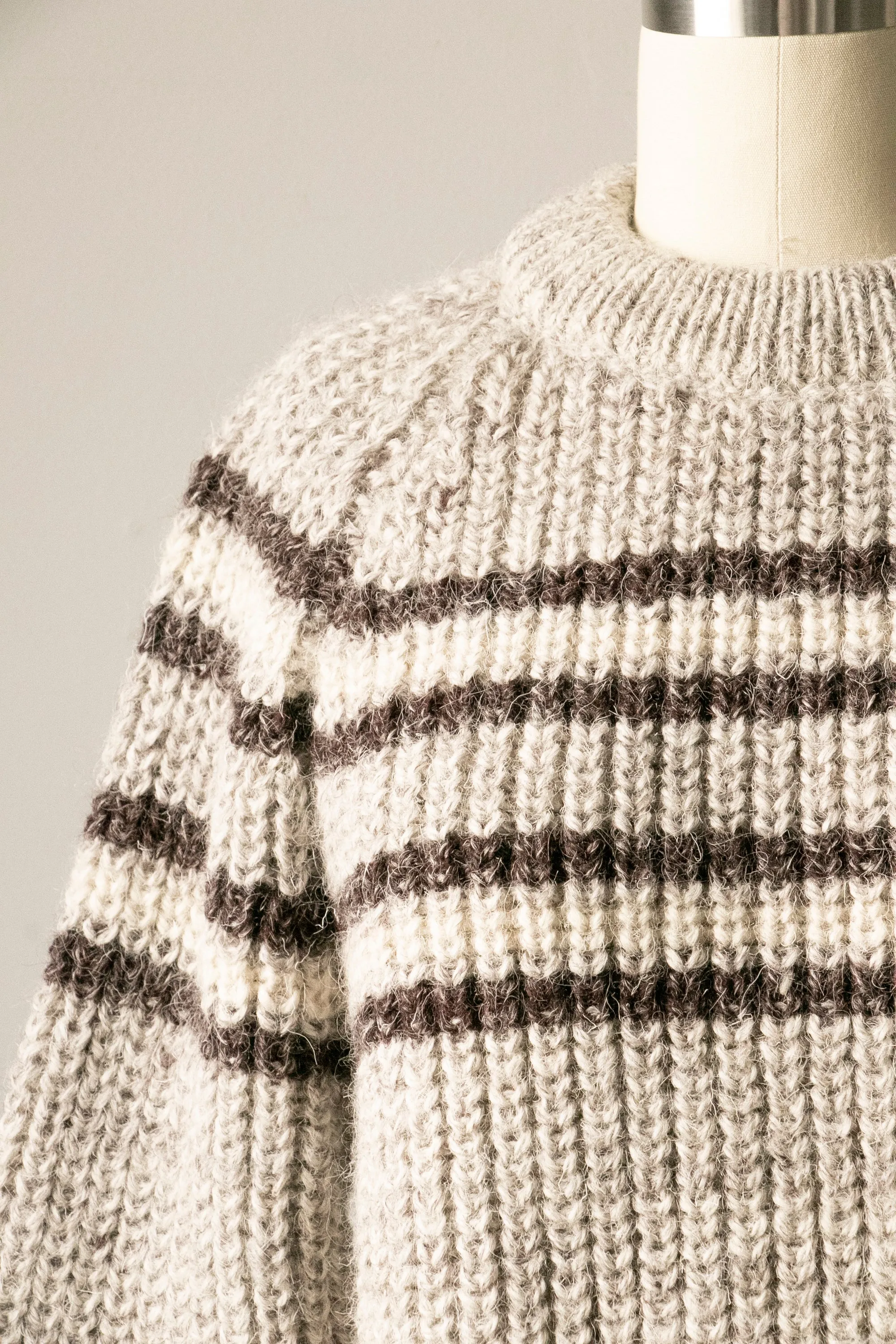 1970s Sweater Striped Wool Knit Pullover S