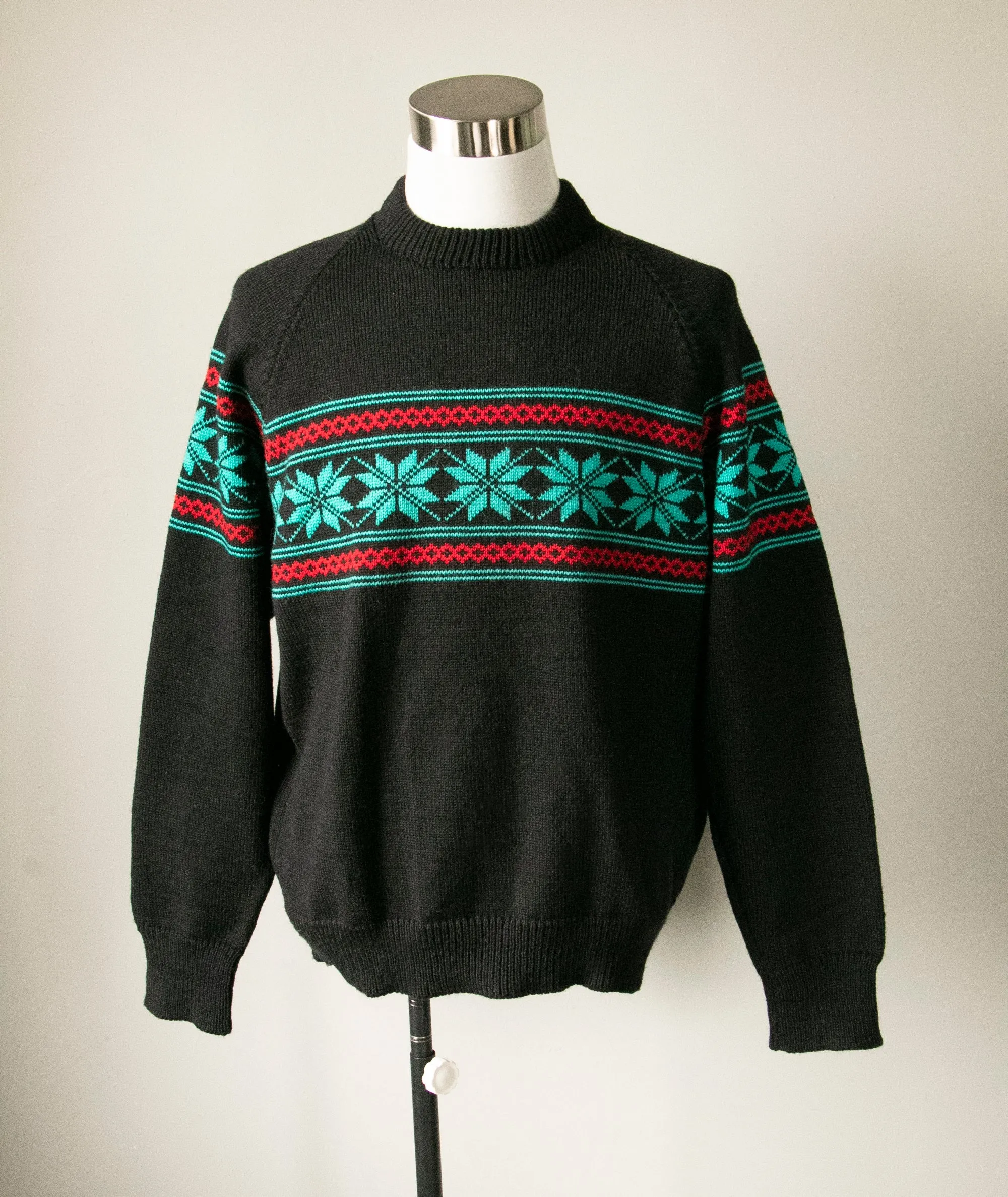 1970s Wool Sweater Hand Knit L