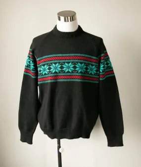 1970s Wool Sweater Hand Knit L