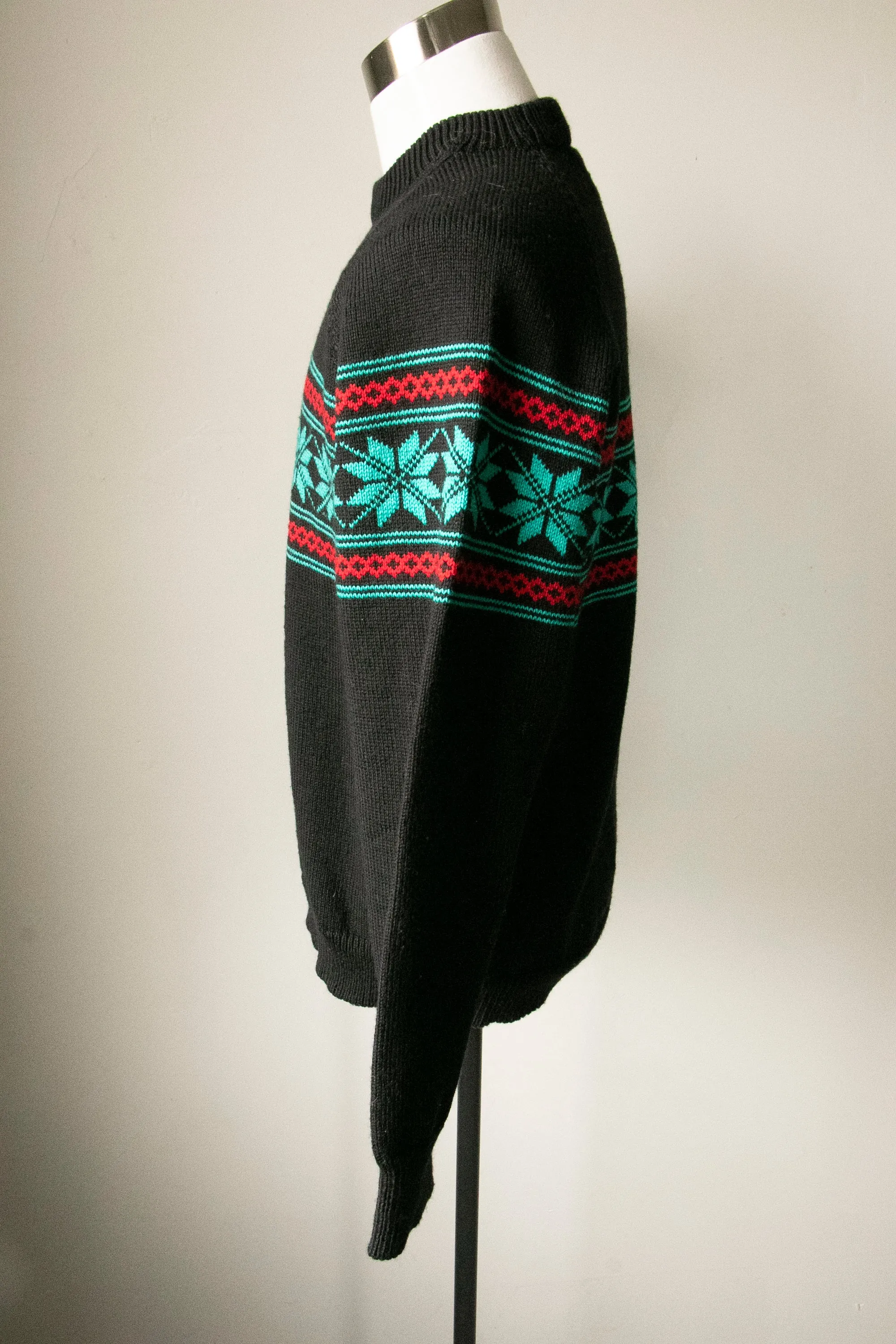 1970s Wool Sweater Hand Knit L