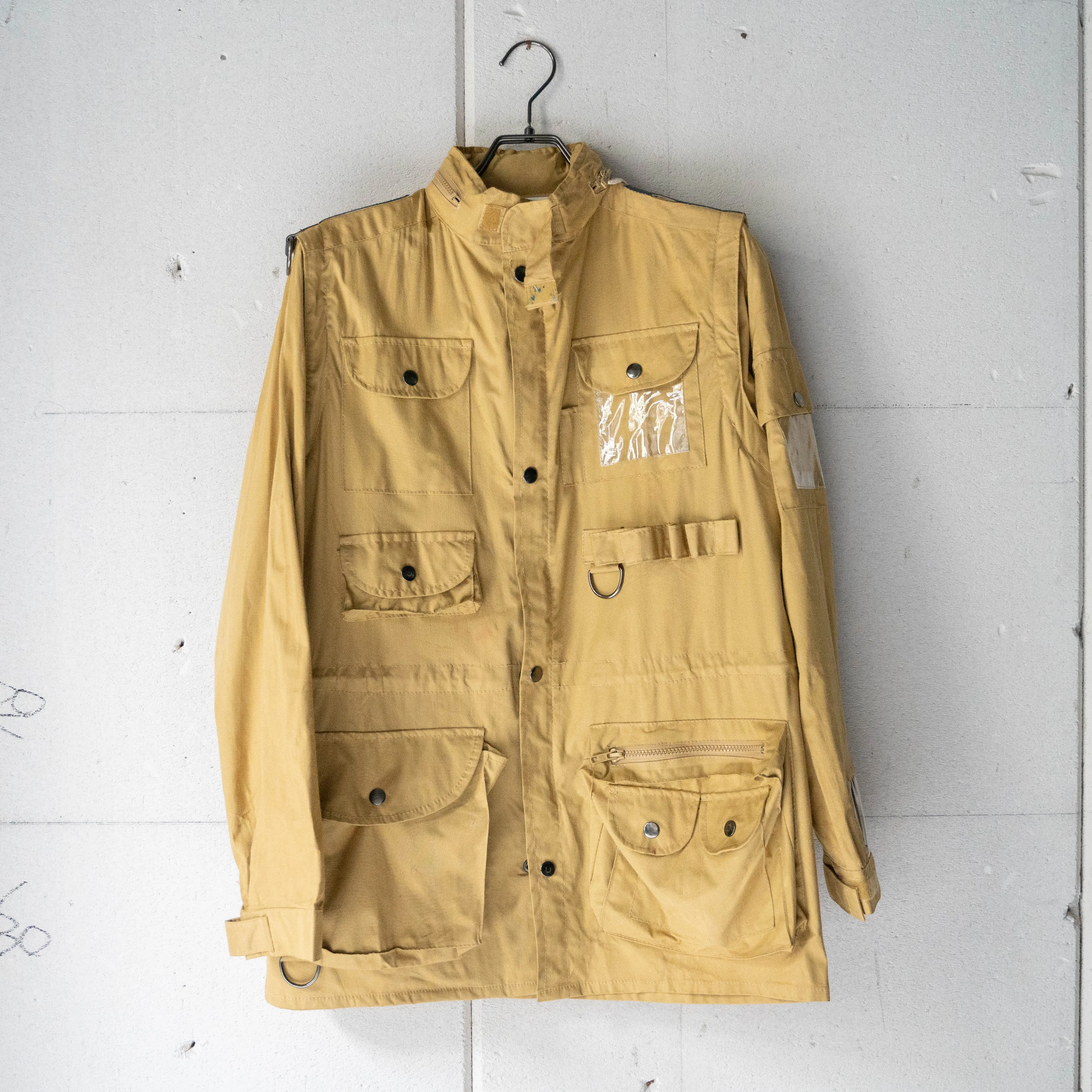 1980-90s Italy? mustard color rayon detachable fishing jacket