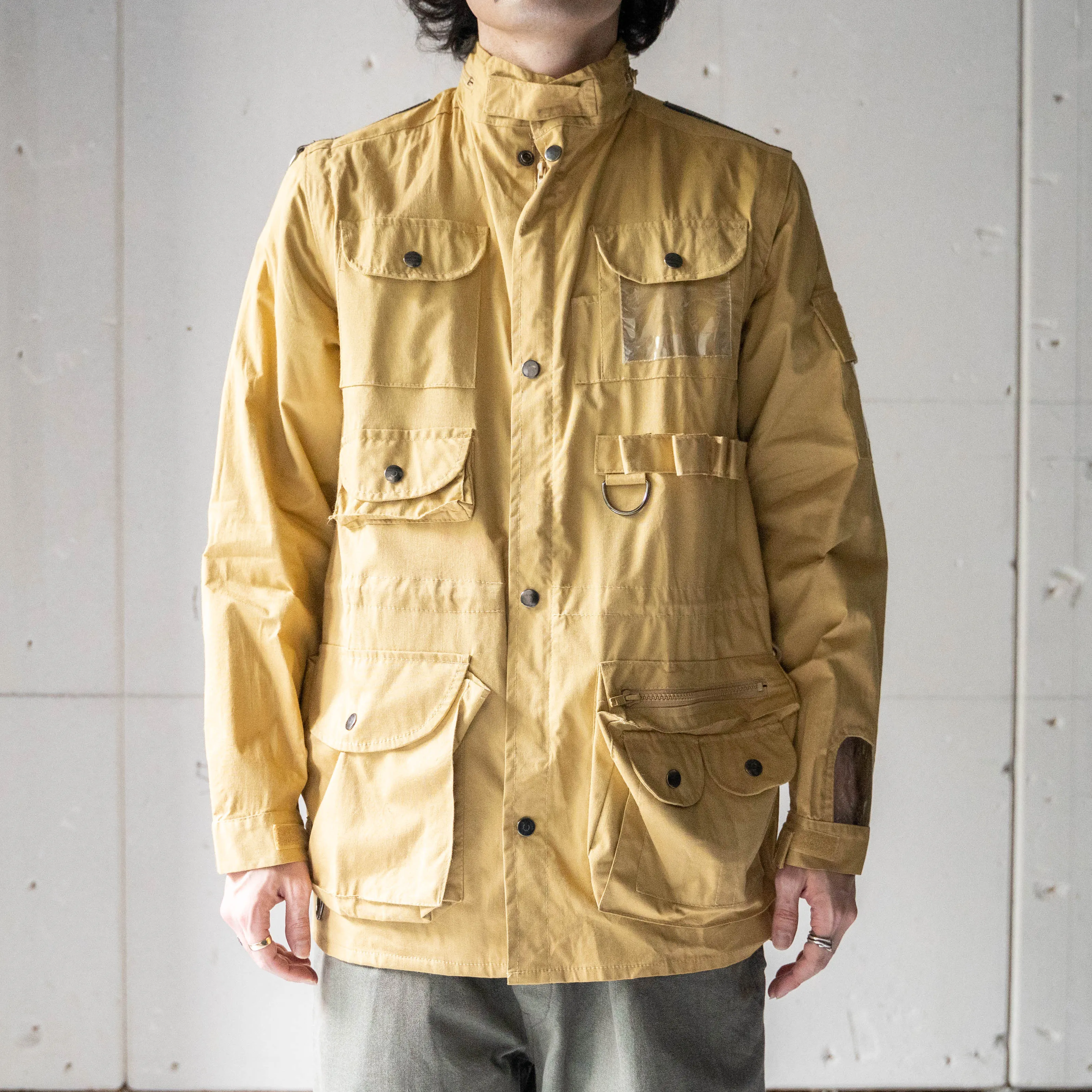 1980-90s Italy? mustard color rayon detachable fishing jacket