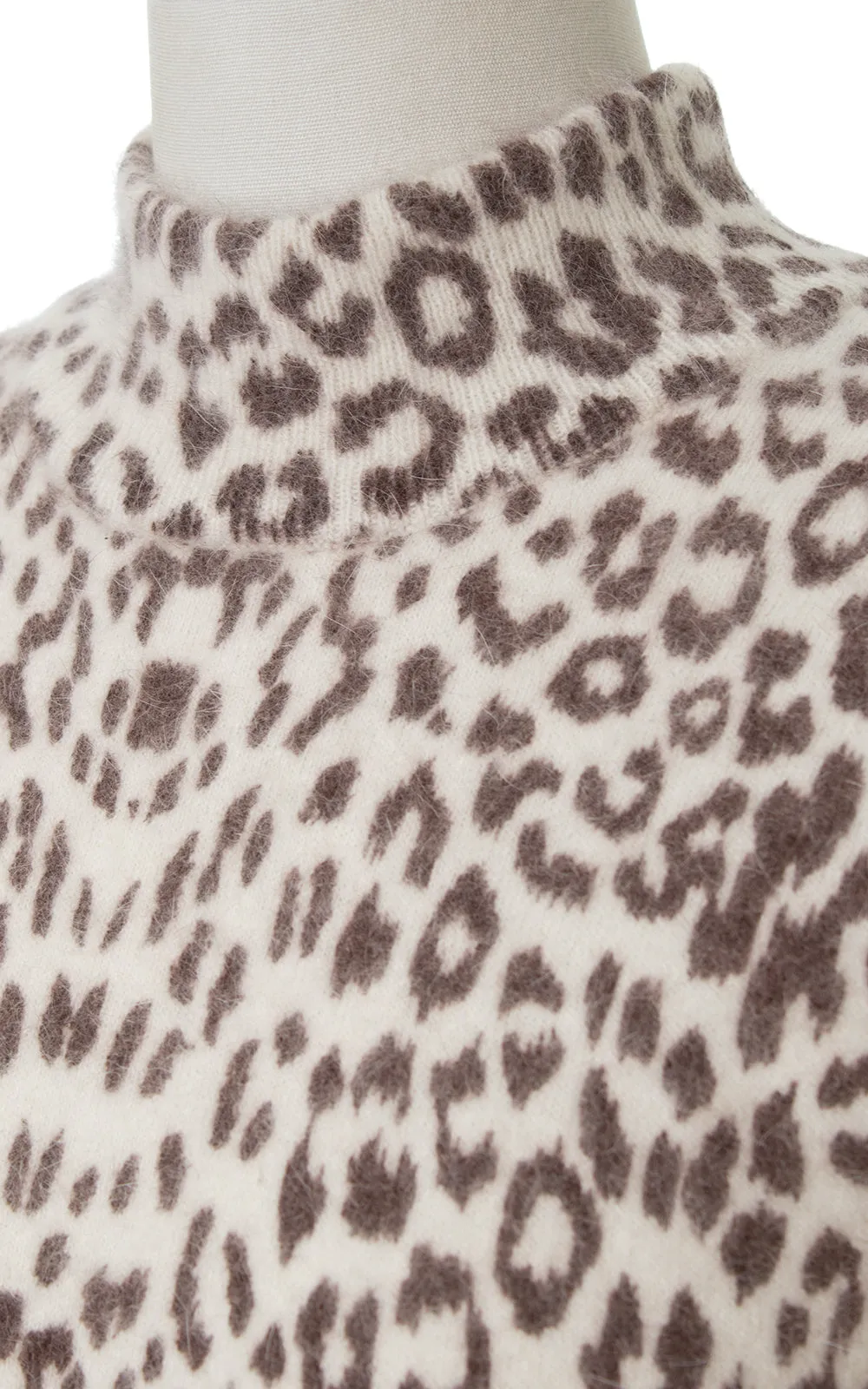 1990s Leopard Print Angora Knit Sweater Top | small/medium