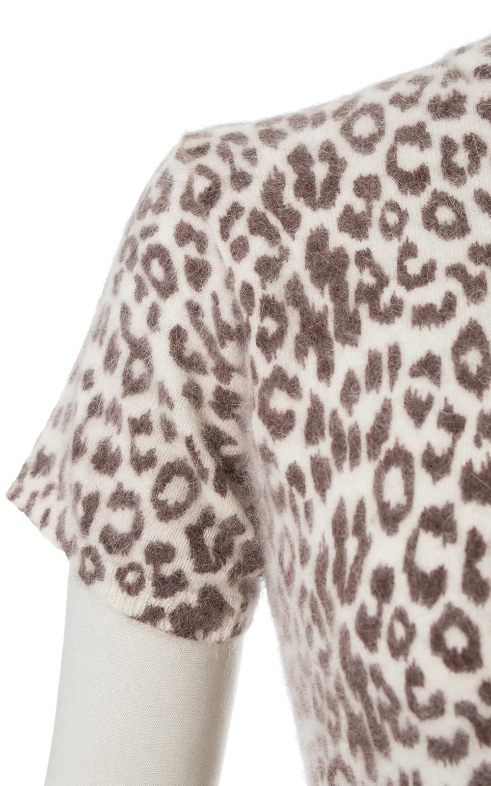 1990s Leopard Print Angora Knit Sweater Top | small/medium
