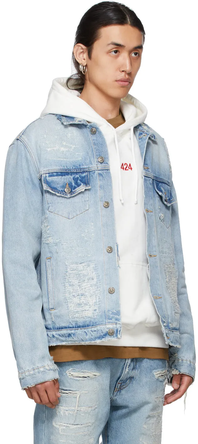 424 Blue Denim Distressed Jacket