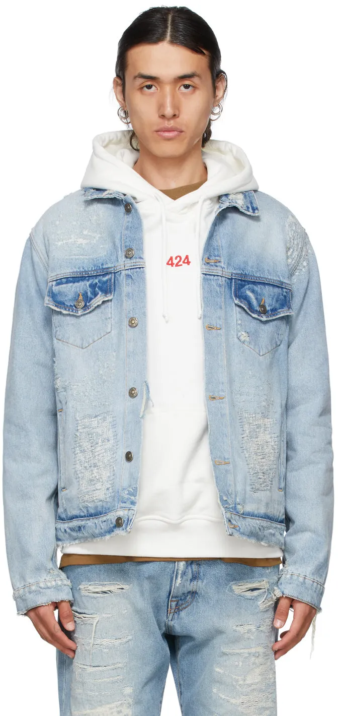 424 Blue Denim Distressed Jacket