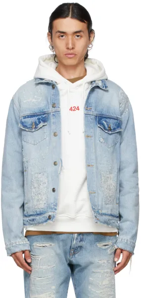 424 Blue Denim Distressed Jacket
