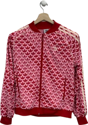 Adidas Red Pink Trefoil Print Track Jacket UK 12-14