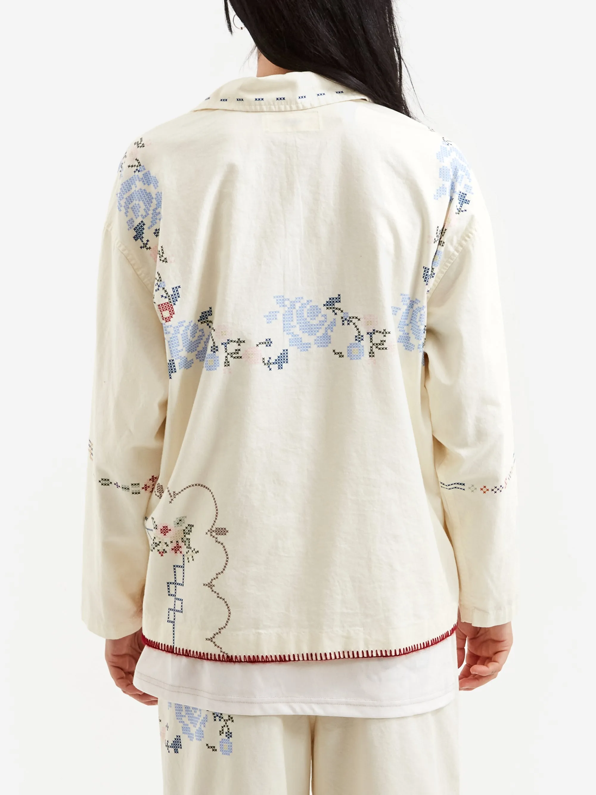 Beams Boy Cross Stitch Print Jacket - Ivory