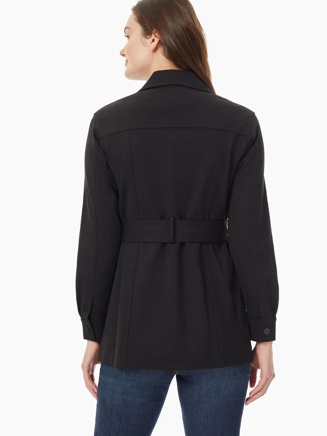 Belted Button-Front Compression Jacket