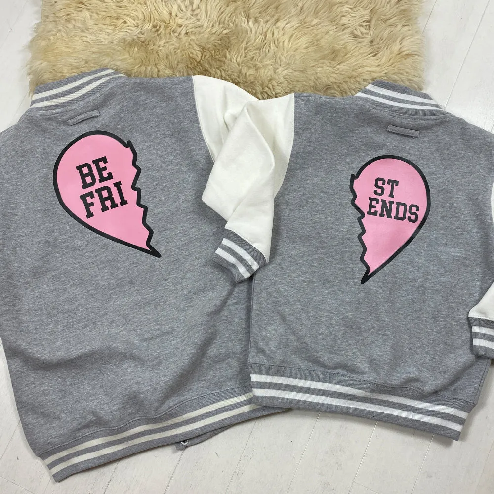Best Friend Half Heart Kids Matching Baseball Jacket (MRK X)