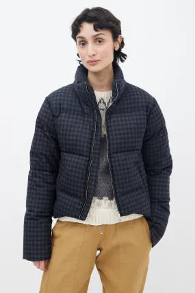 Black & Grey Plaid Down Jacket