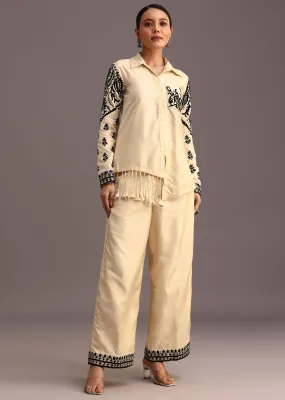 Black And Beige Thread Work Co-ord Set