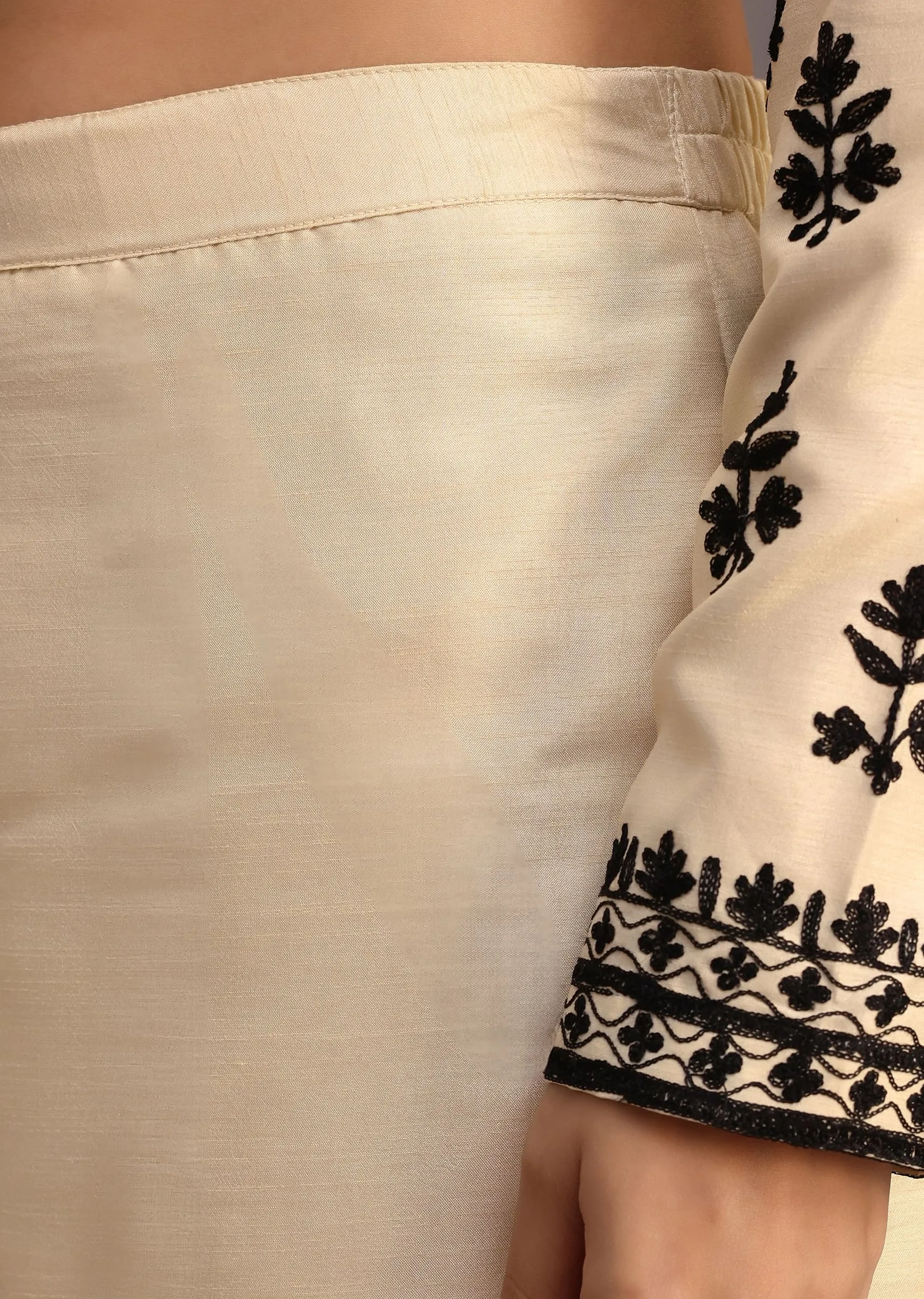 Black And Beige Thread Work Co-ord Set