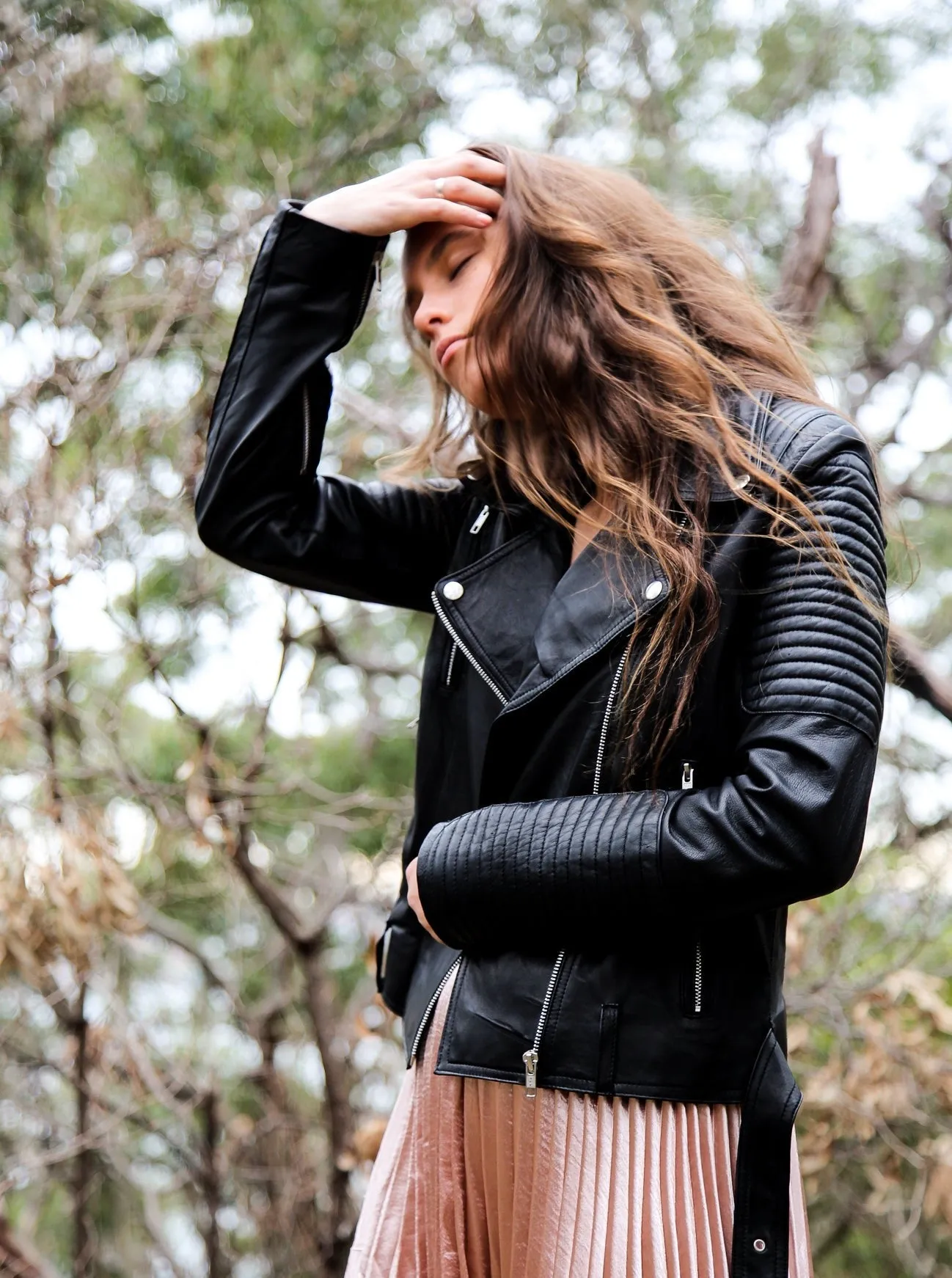 BLAKE LEATHER BIKER JACKET - BLACK
