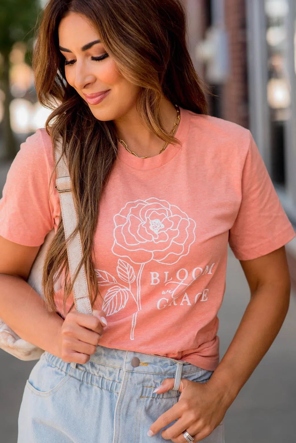 Bloom With Grace Heathered Graphic Tee