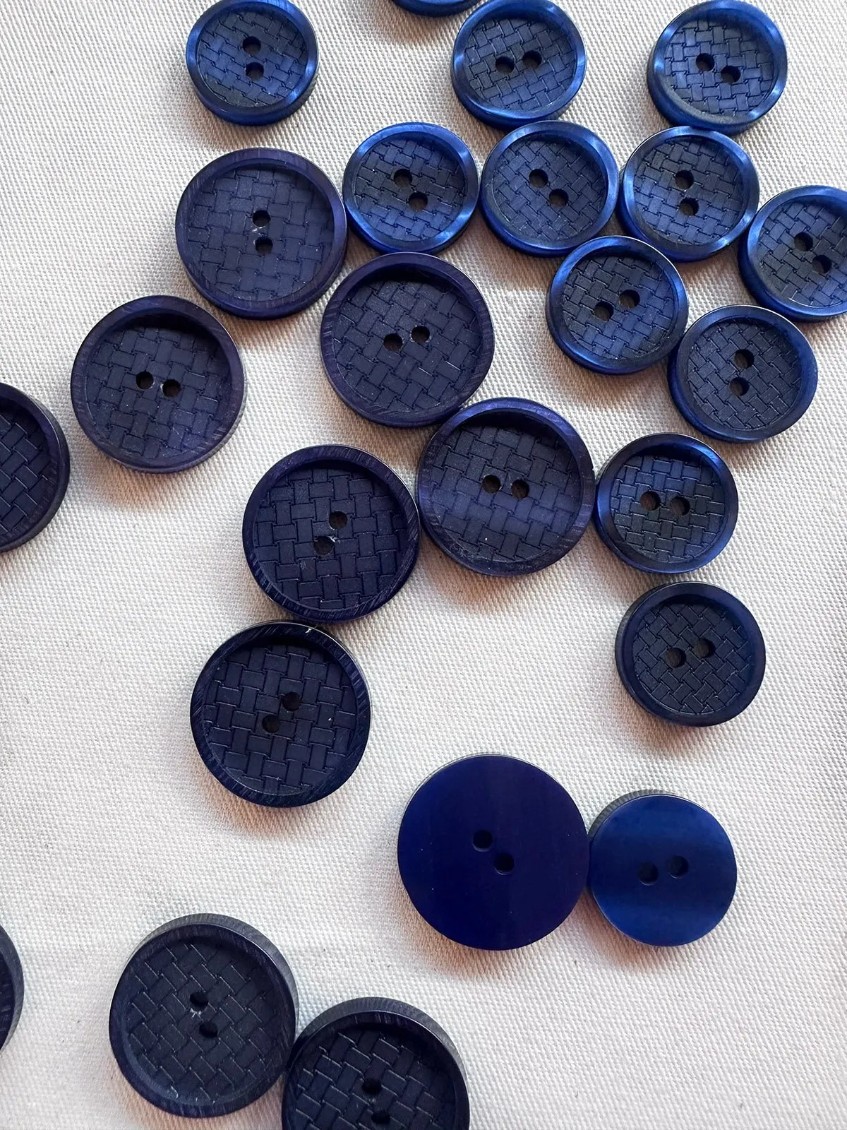 Blue Basket Weave Etched Designer Buttons Per Pair