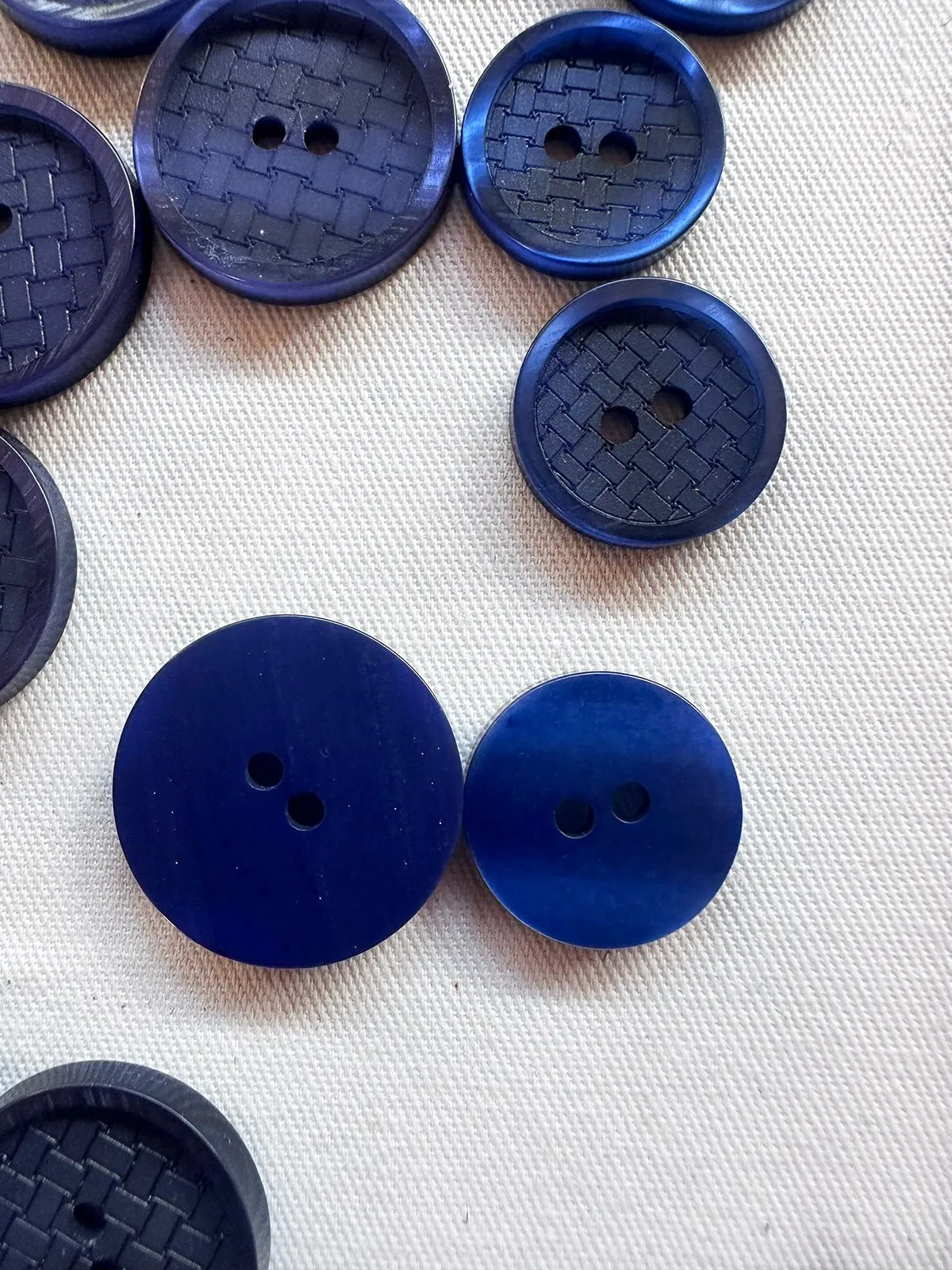 Blue Basket Weave Etched Designer Buttons Per Pair
