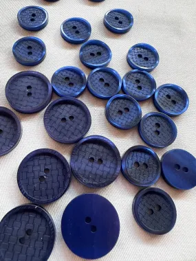 Blue Basket Weave Etched Designer Buttons Per Pair