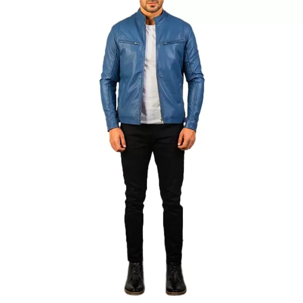 Blue Quilted Jacket Mens