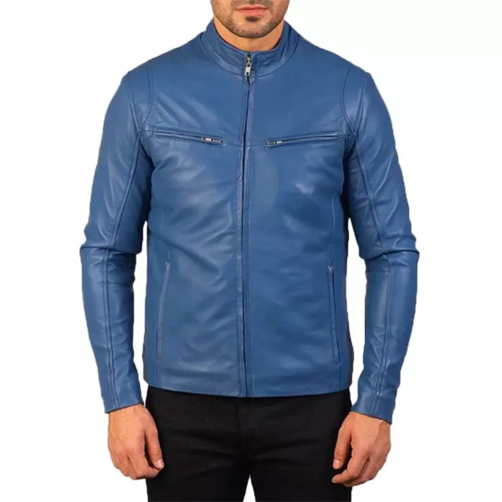 Blue Quilted Jacket Mens
