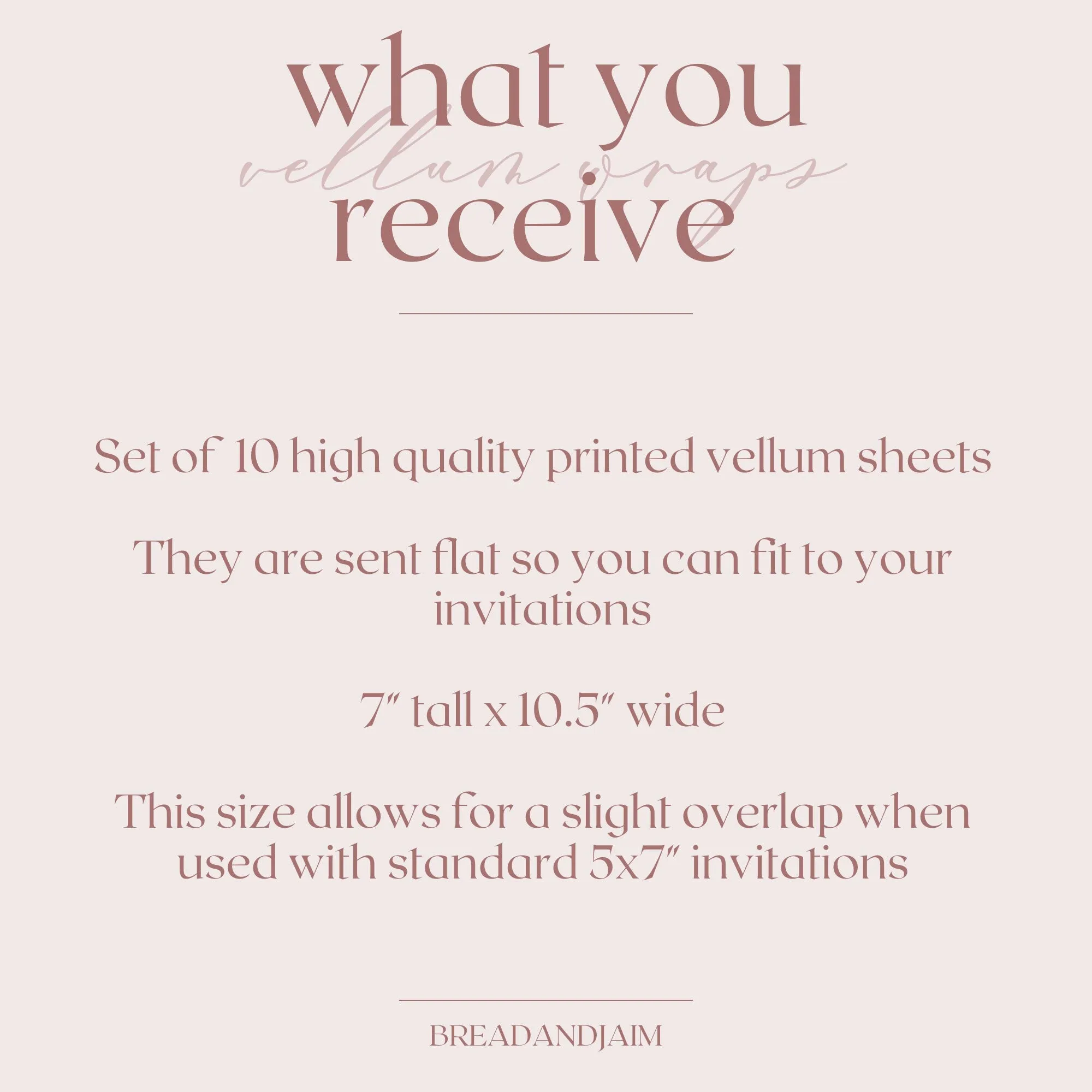 Blush Pink Vellum Wrap | A7 or A6 | Set of 10