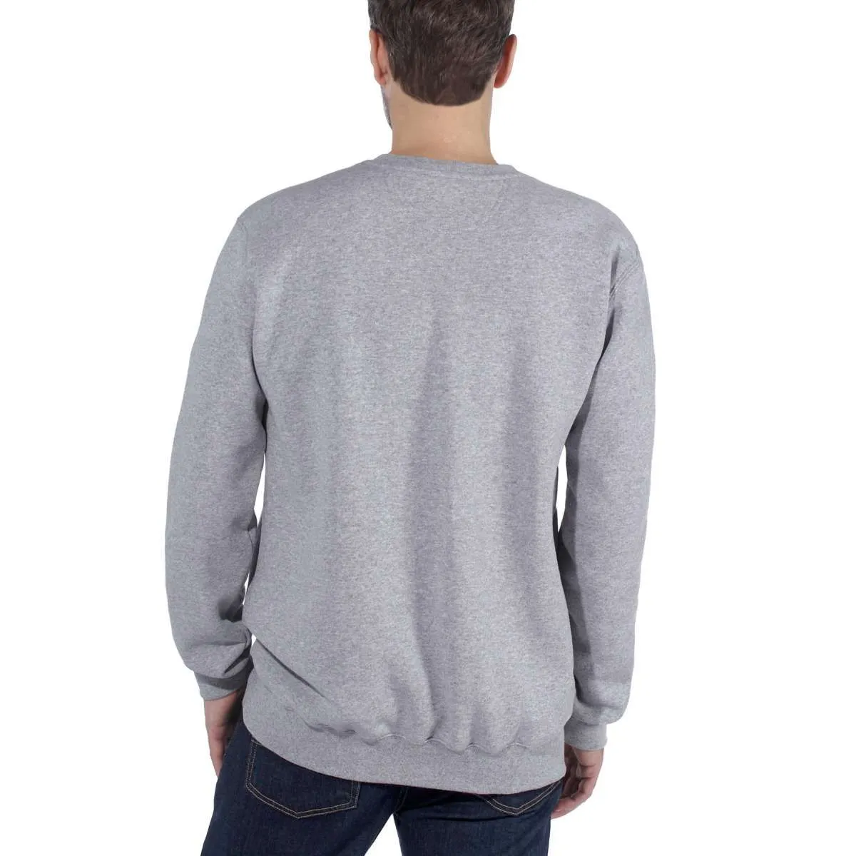 Carhartt&#x20;103853&#x20;Block&#x20;Logo&#x20;Crewneck&#x20;Sweater&#x20;-&#x20;Heather&#x20;Grey