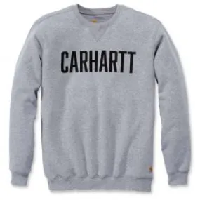 Carhartt&#x20;103853&#x20;Block&#x20;Logo&#x20;Crewneck&#x20;Sweater&#x20;-&#x20;Heather&#x20;Grey