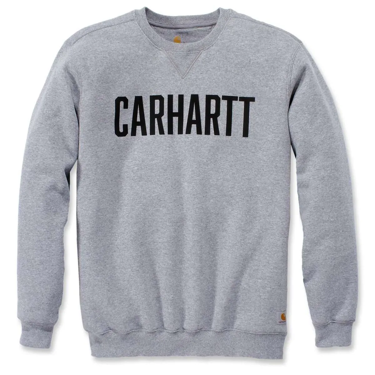 Carhartt&#x20;103853&#x20;Block&#x20;Logo&#x20;Crewneck&#x20;Sweater&#x20;-&#x20;Heather&#x20;Grey