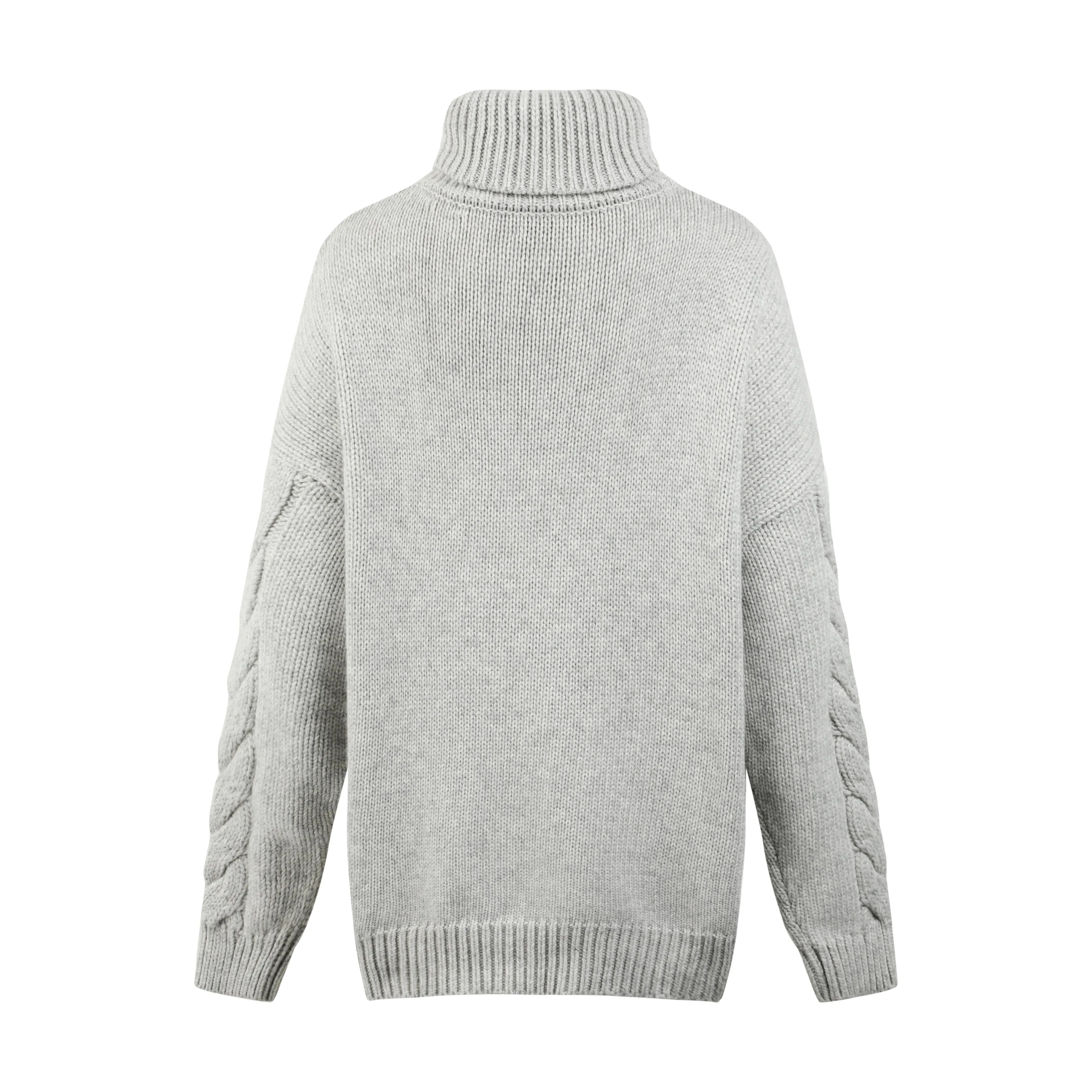 Cicilia Wool Blend Turtleneck Sweater in Grey