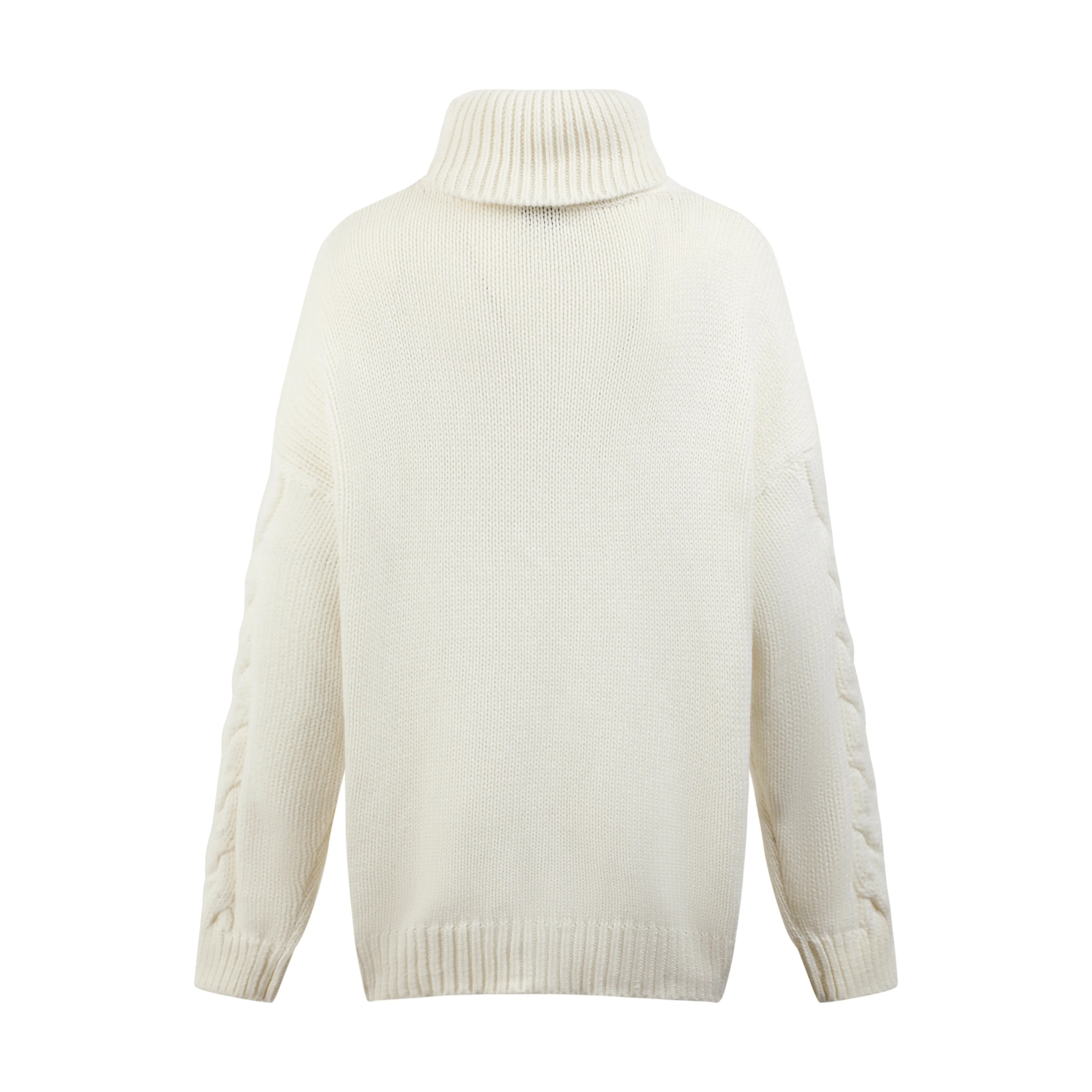 Cicilia Wool Blend Turtleneck Sweater in White