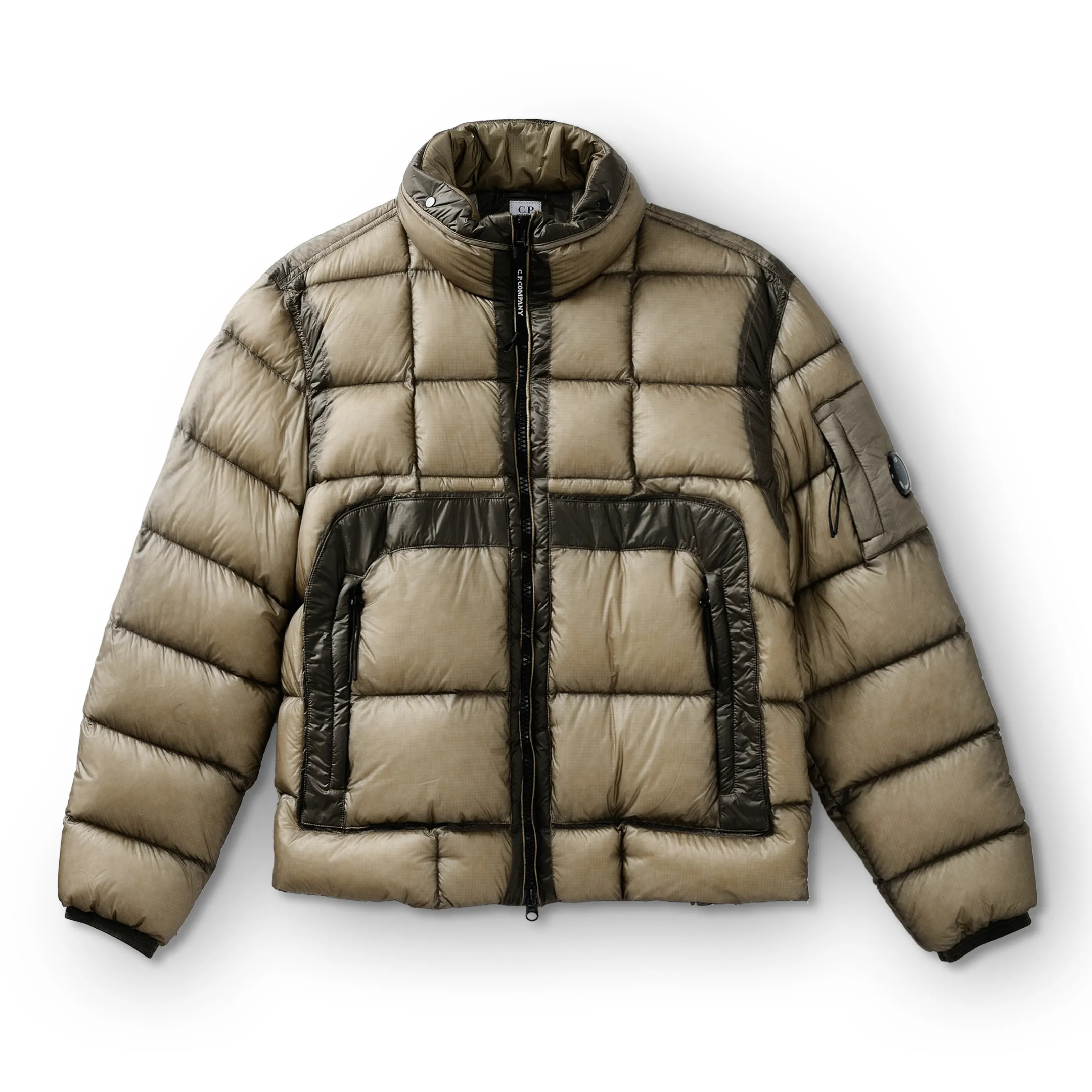 C.P. Company Men's D.D. Shell Hooded Medium Down Jacket Vintage Khaki/Beige