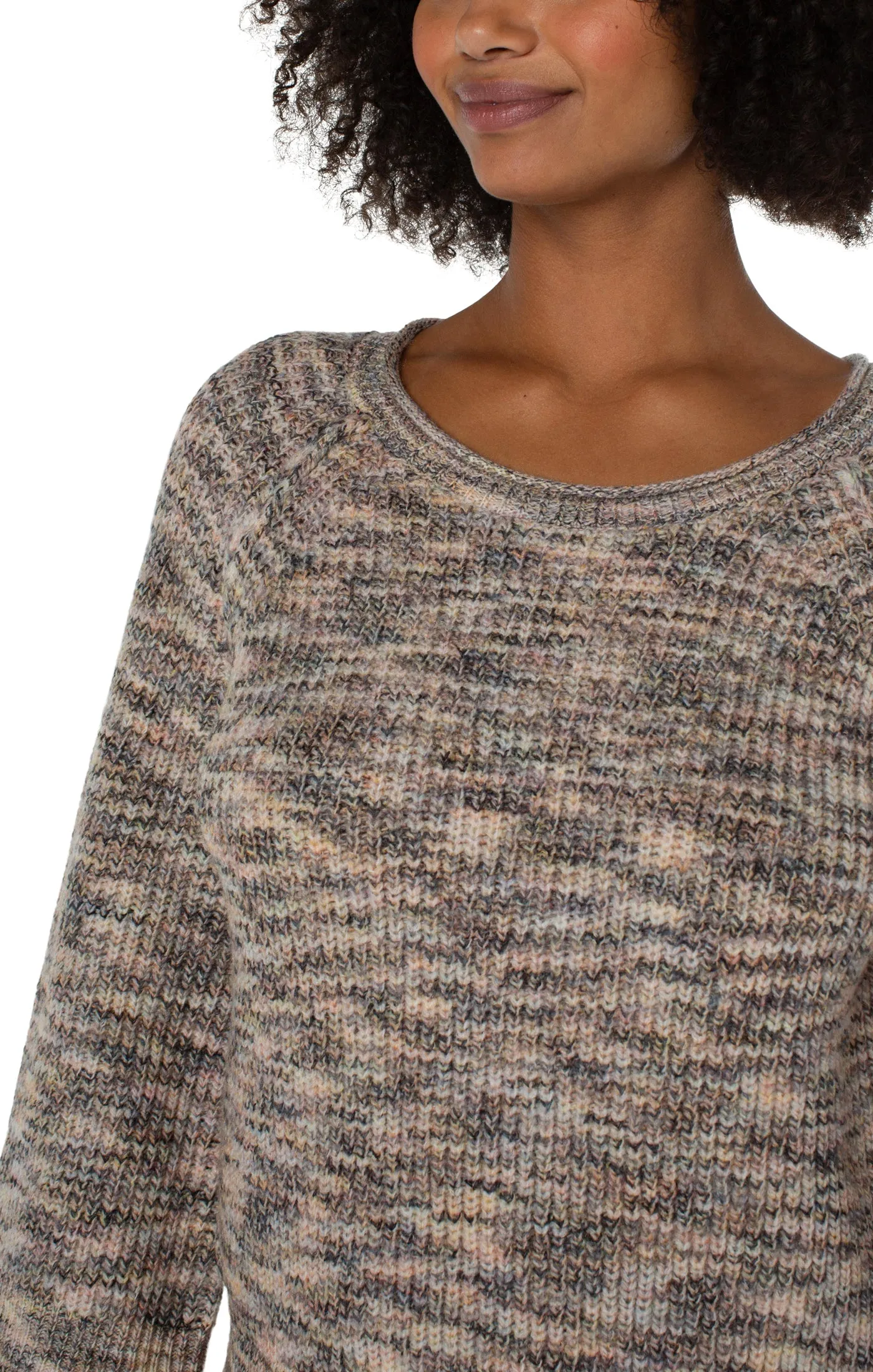 Crew Neck Wide Sleeve Pullover W/ Seam Detail
