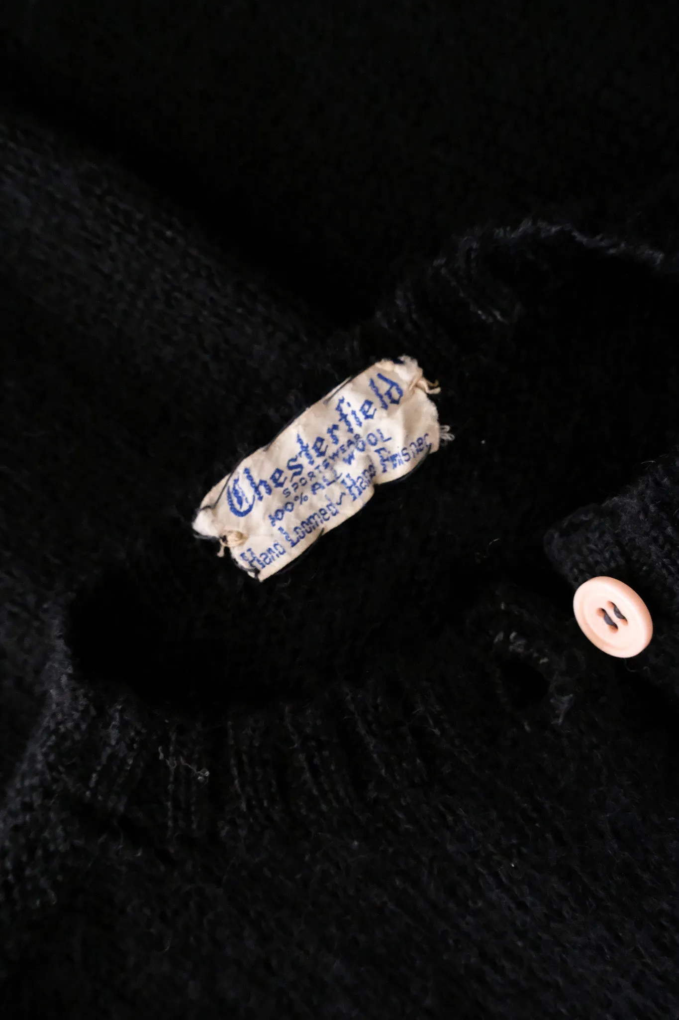 Cutest 1950's Black & Baby Pink Wool Cardigan Sweater/ Sz M