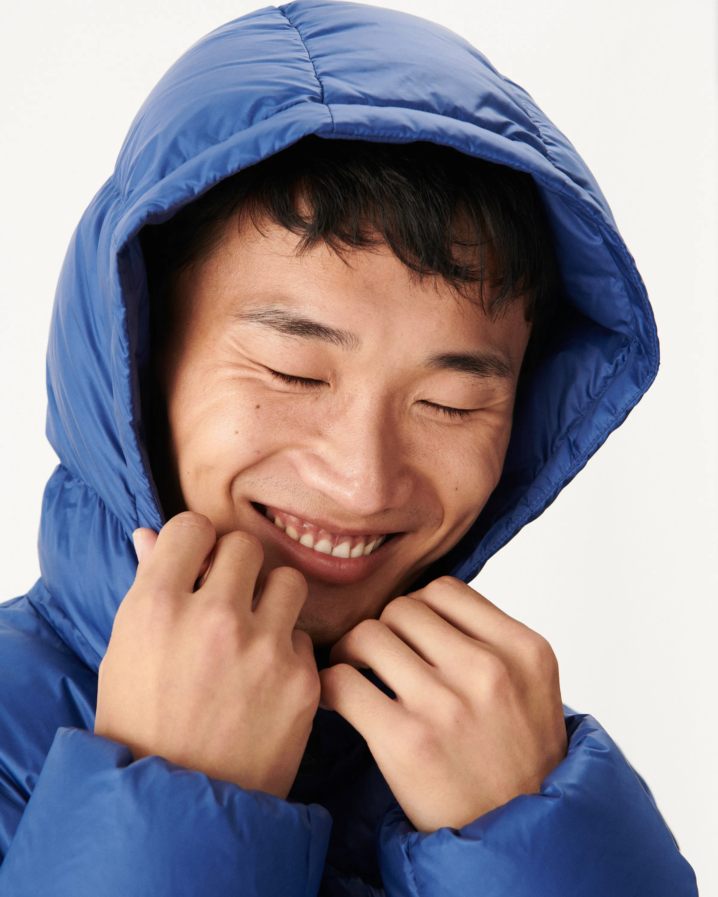 Dark Denim Hooded down jacket Java