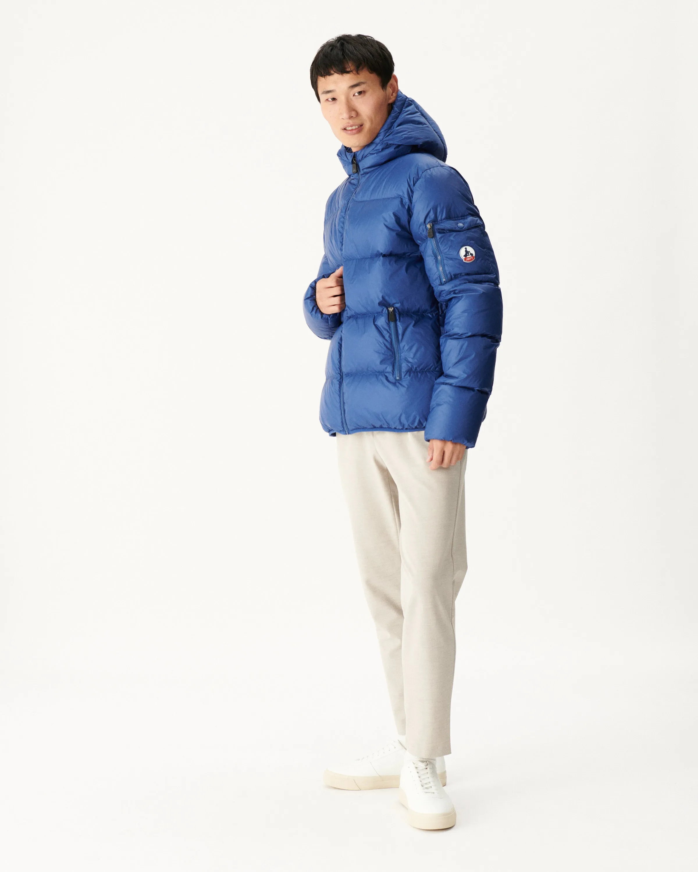 Dark Denim Hooded down jacket Java