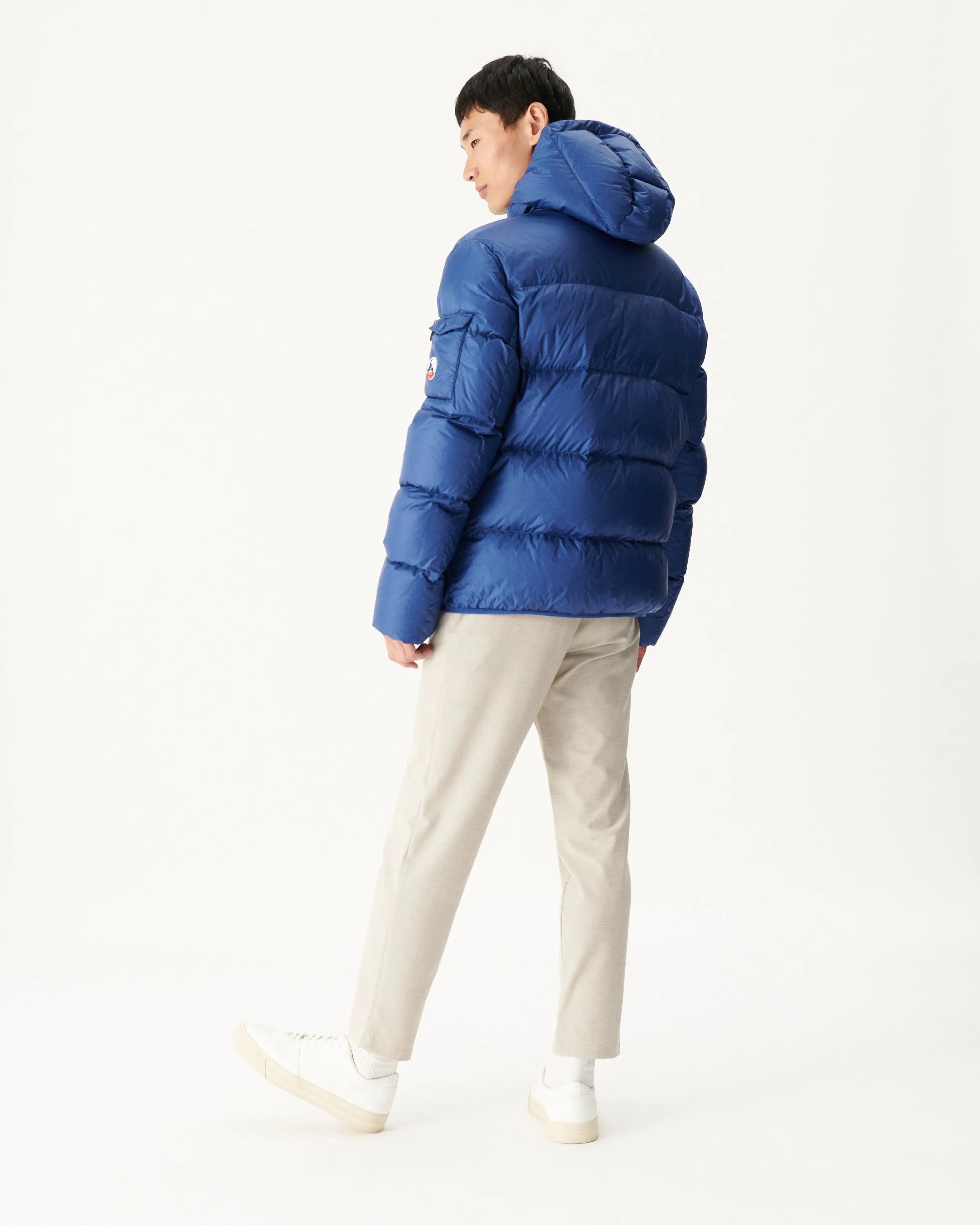Dark Denim Hooded down jacket Java