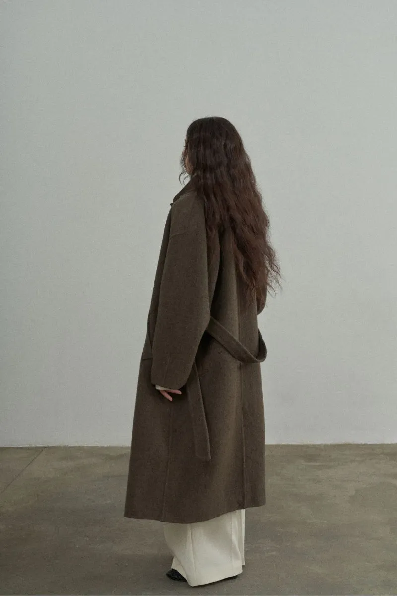 Double-sided woolen loose silhouette stand collar coat | 3 color