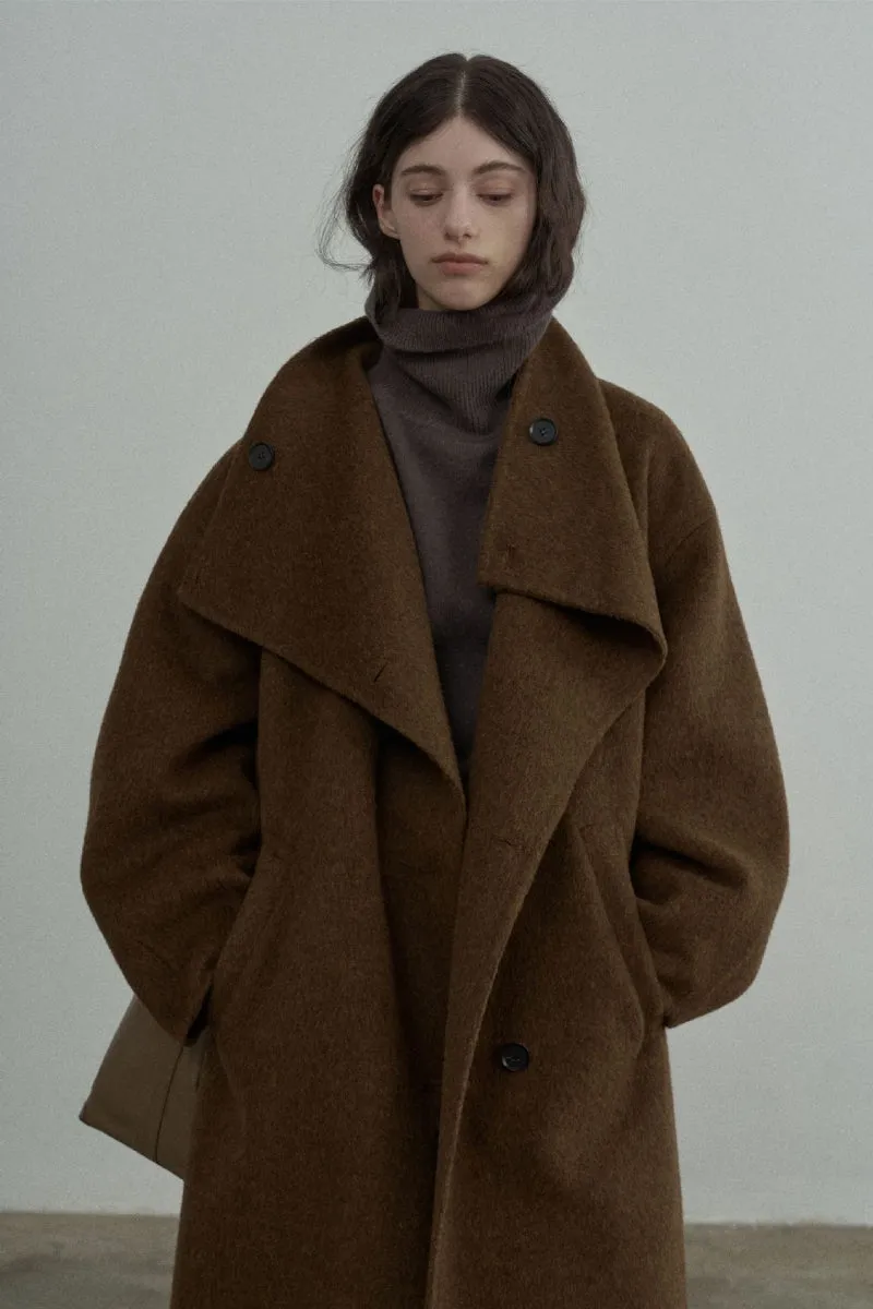 Double-sided woolen loose silhouette stand collar coat | 3 color