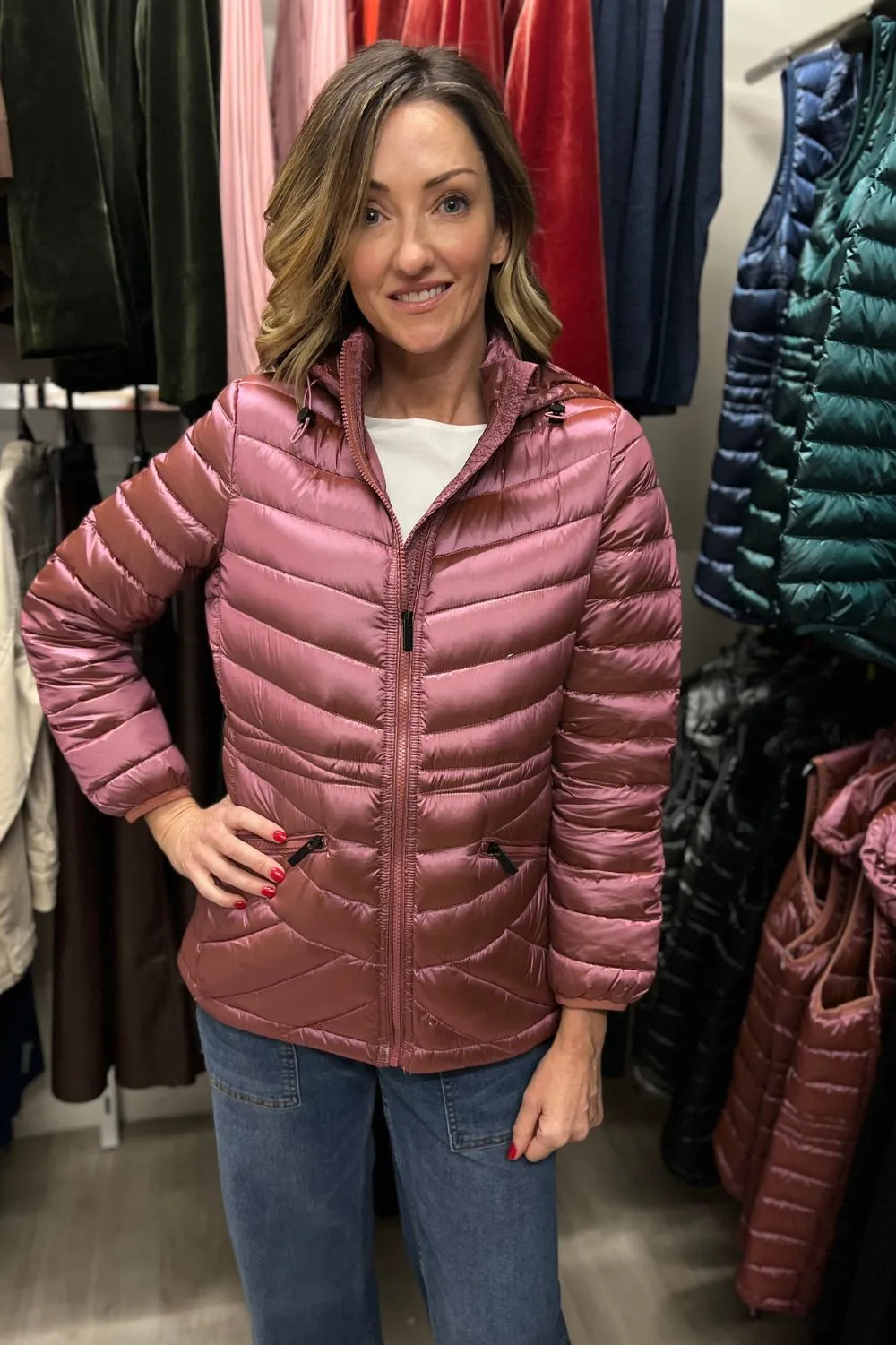 Down Filled Puffer Jacket | Rose