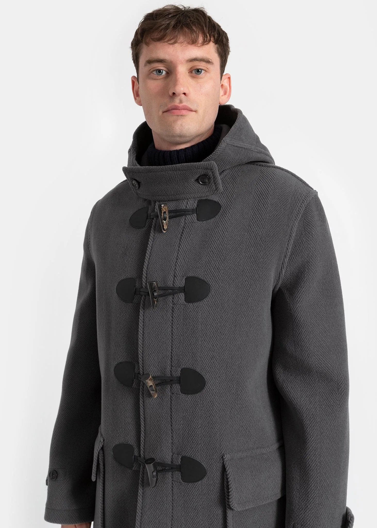Edmund Herringbone Duffle Grey