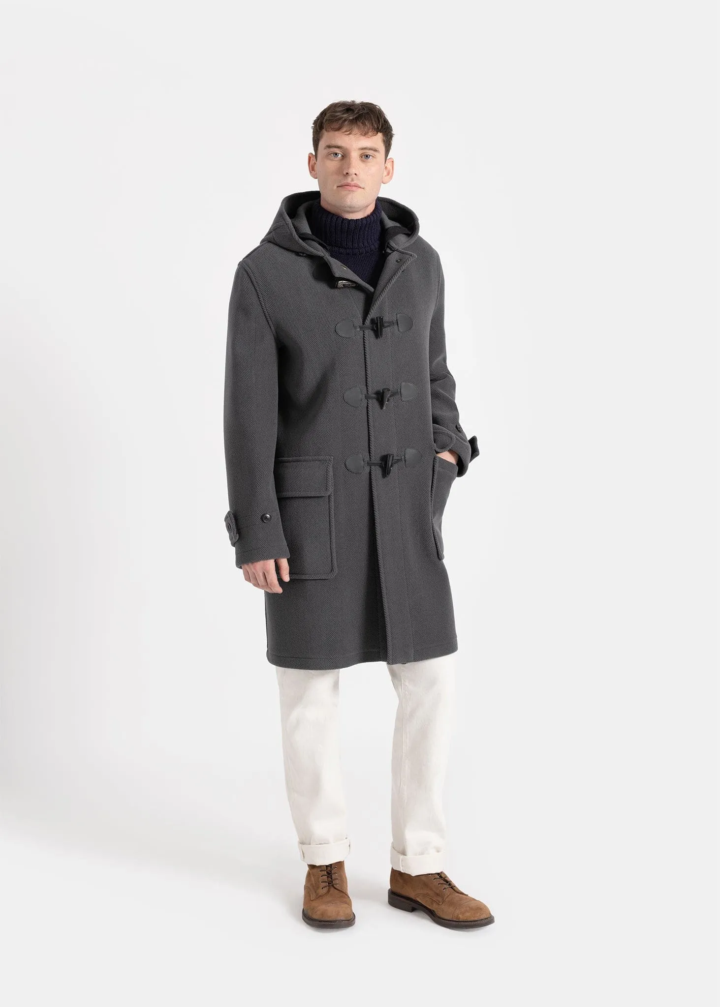Edmund Herringbone Duffle Grey