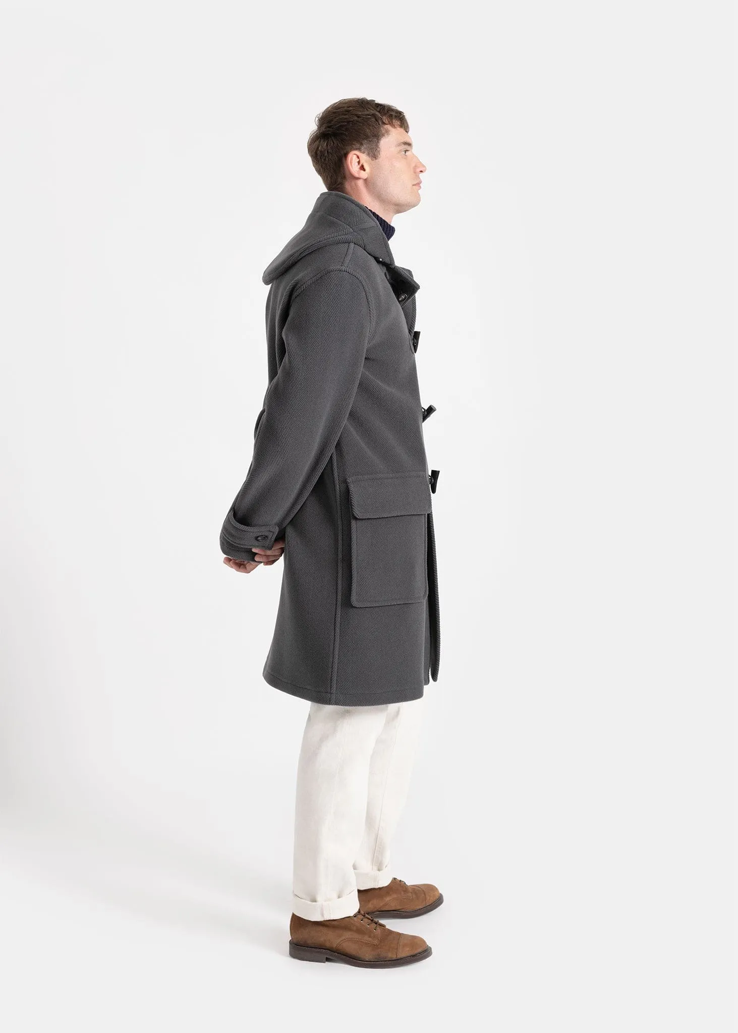 Edmund Herringbone Duffle Grey