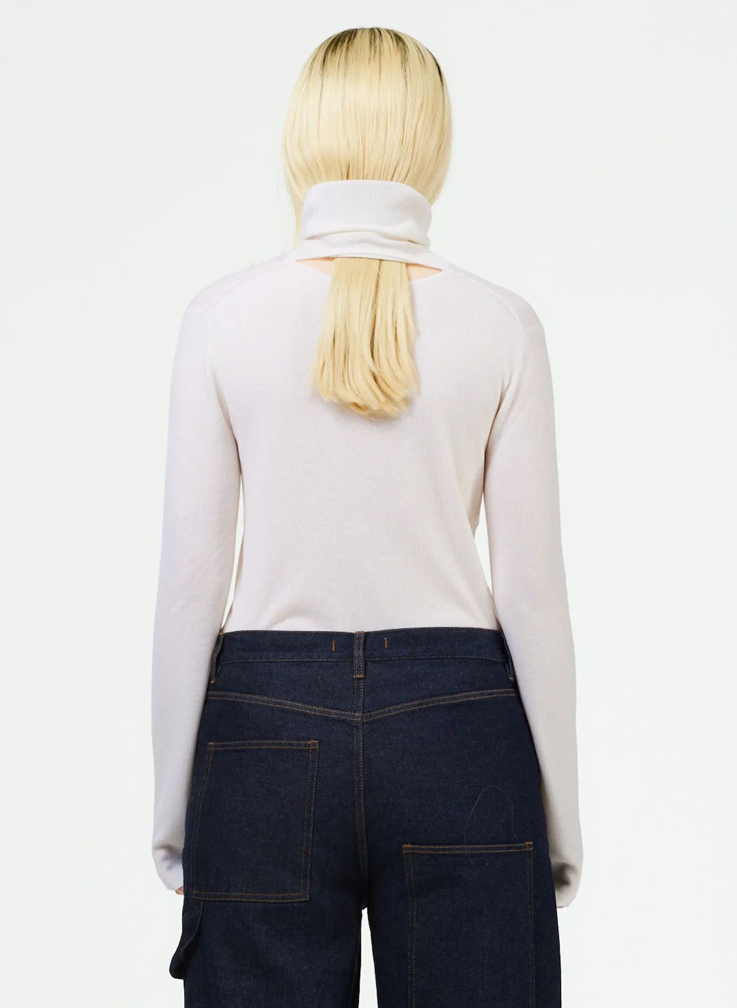 Featherweight Ribbed Sweater Turtleneck Pullover