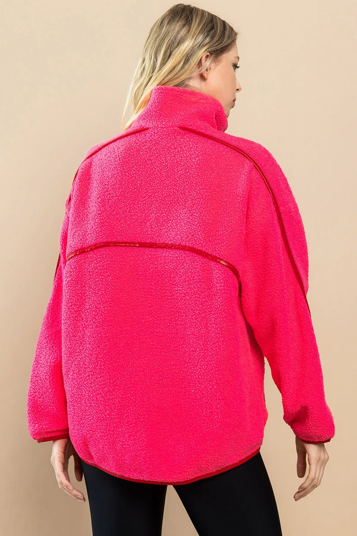 FLEECE QUARTER ZIP IN PINK