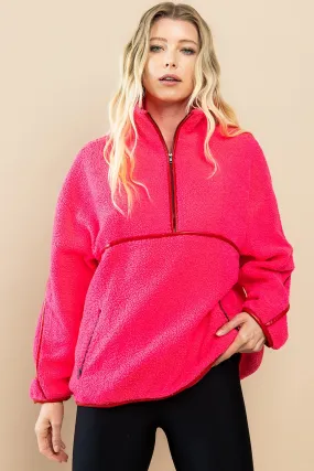 FLEECE QUARTER ZIP IN PINK